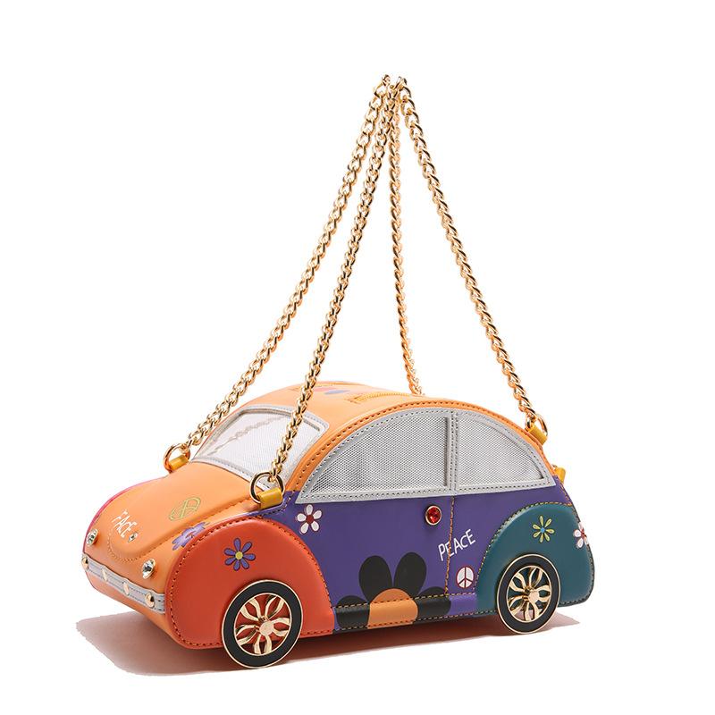 Cute contrasting car bag bag 2025 new Japanese cartoon girl foreign versatile crossbody chain box bag