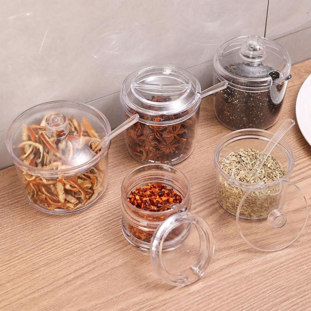 1Pcs Acrylic Spices Bottles S/M/L Powder Storage Can Durable Seasoning Jars
