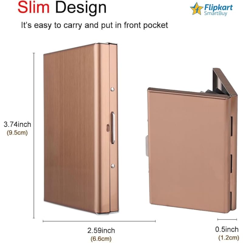 Stealodeal Rose Gold Premium RFID Blocking Metal ATM/Credit/Debit 8 Slots for Men & Women Card Holder