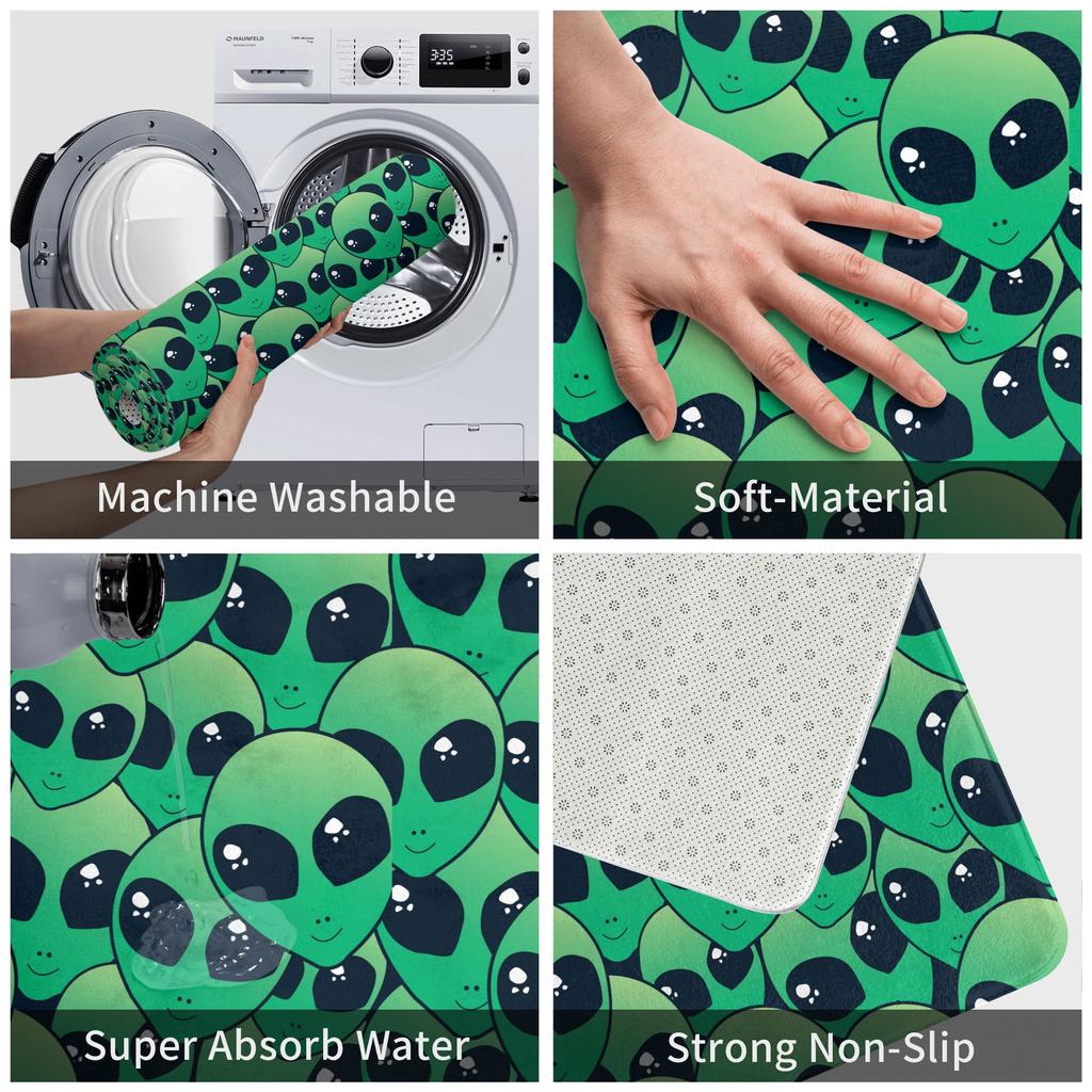 Green Alien Front Floor Door Entrance Mats Indoor  Bathroom Kitchen Doormat Toilet Carpet Rug