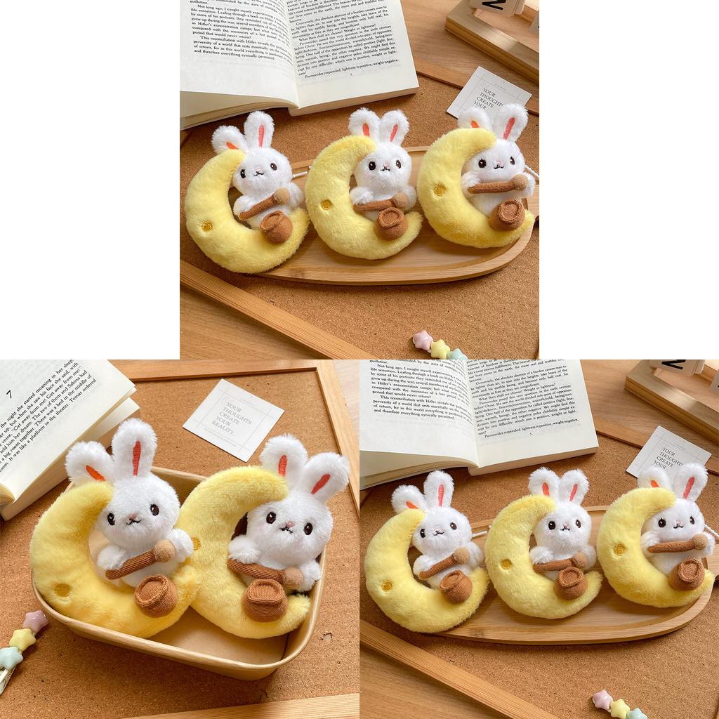 Plush Moon Rabbit Keychain With Pp Cotton Filling For Midautumn Festival Gift
