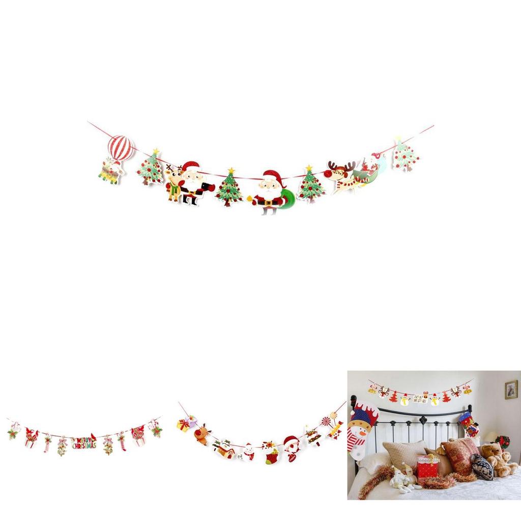 Premium Quality Pulling Flag Ornament Cartoon Santa Claus Hanging Banner Decor