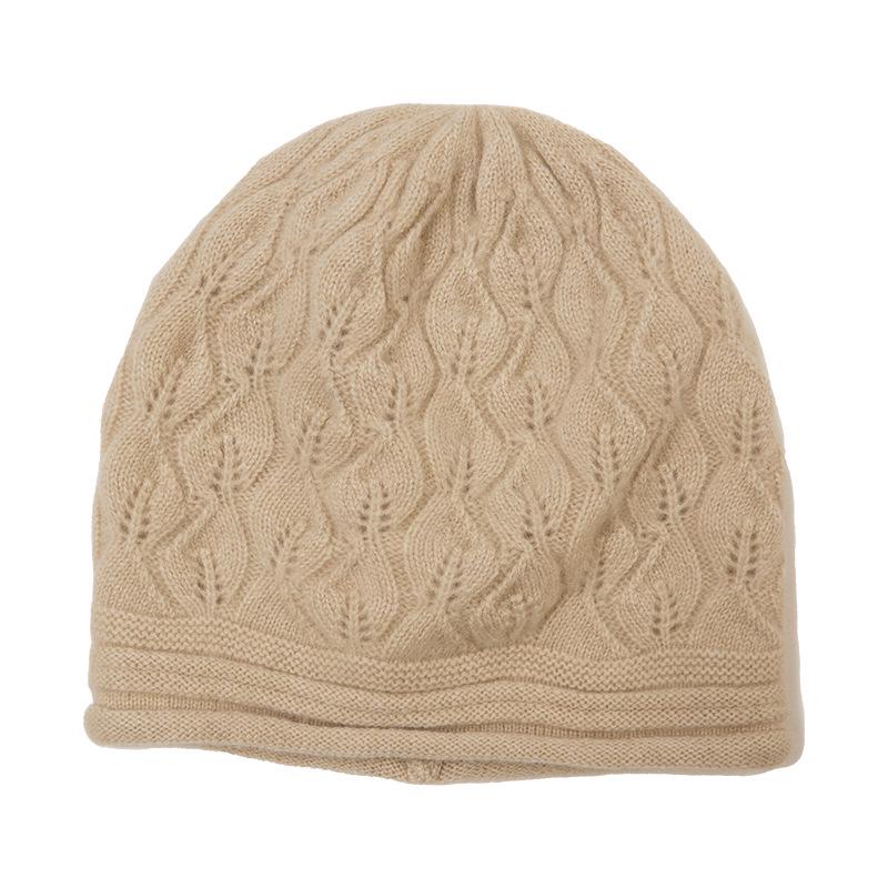 Kangsai Ni Women's 100% Cashmere Cable Knit Beanie - Warm, Fashionable, Versatile Solid Color Hat