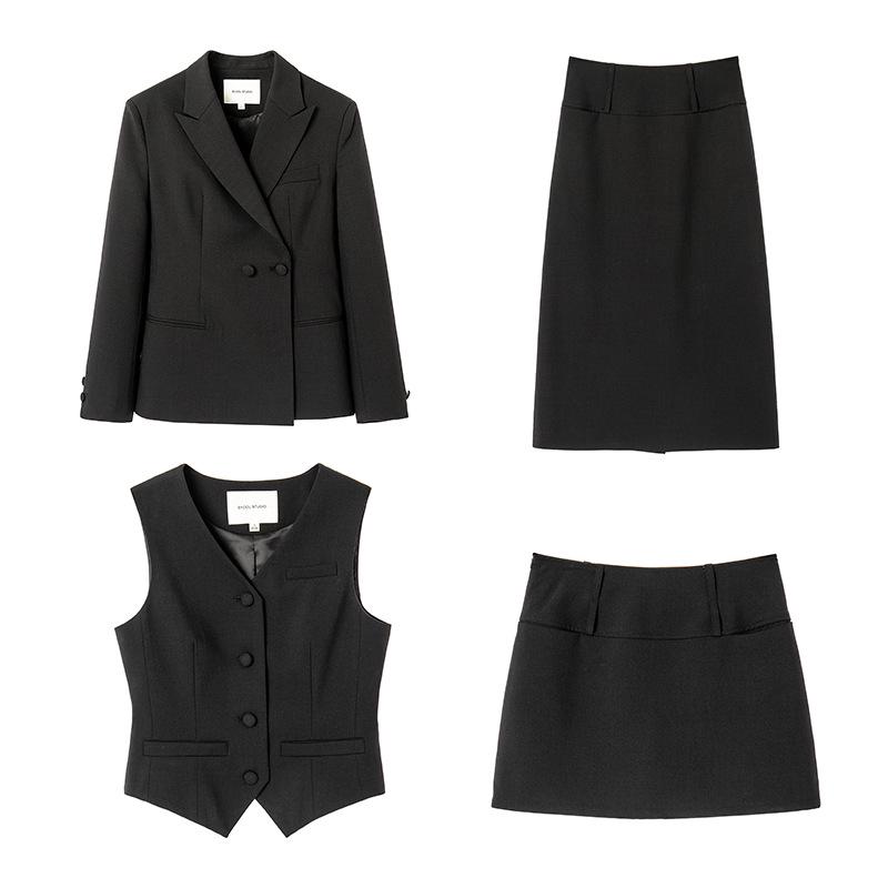 Baishiwang Korean-Style Four-Piece Set: Jacket, Vest, Skirt, and Suit for a Sophisticated Look.