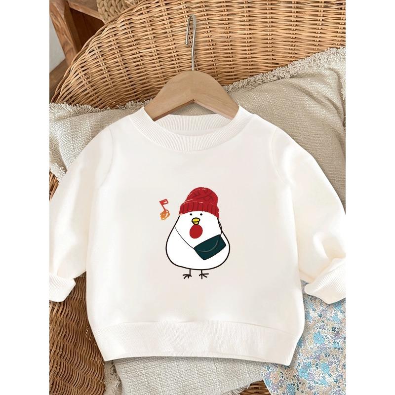 Kids Sweatshirt ,Cute Round-Neck Sweatshirt with a Chick Print for Spring And Autumn,Loose Drop Shoulder Kids Pullover