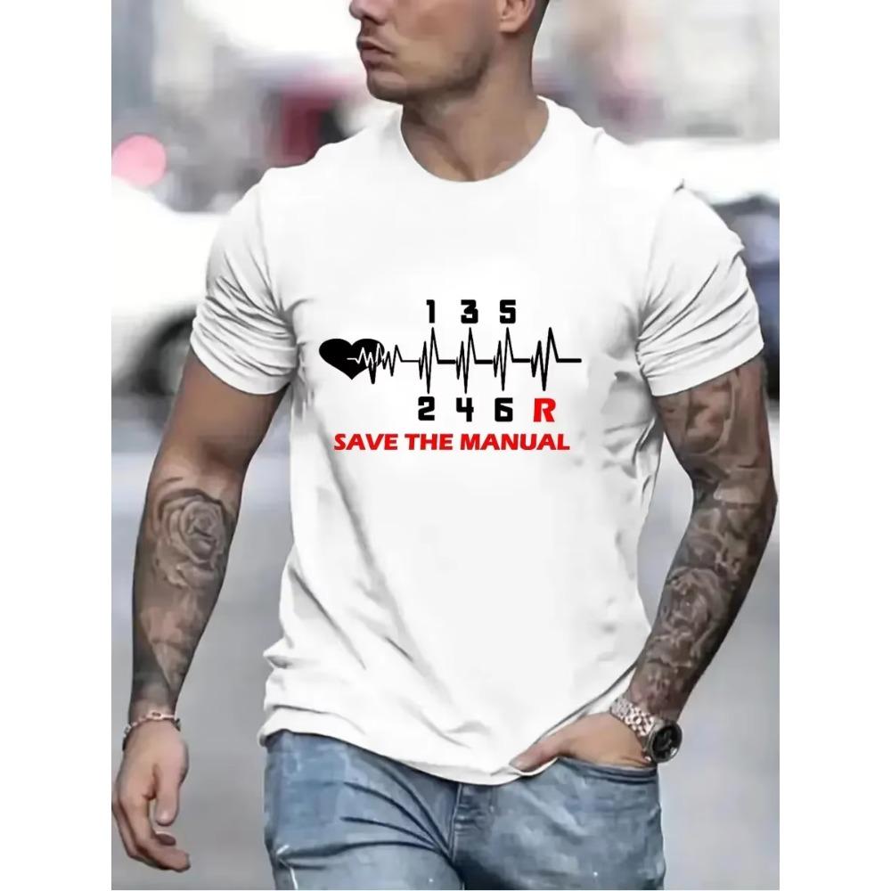 Vintage T Shirts for Men Save The Stick Manual Transmission Three Print Top Oversized Tee Hip Hop T-Shirts Men Clothing Camiseta