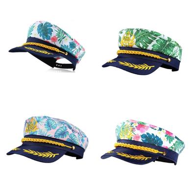 Cosplay Sailor Hat Party Headwear Captain Hat Flower Print Hat Theme Party Hat Roleplay Hat Headpiece