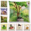 Newest Cute Cartoon Sofa Pillow Cover Black and White Cat Funny Fox Cushion Cover Throw pillowcase