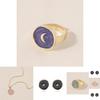 Elegantes Herz Mond Stern Ohrringe Ring Halskette Set Geometrischer Legierter Plattierter Schmuck