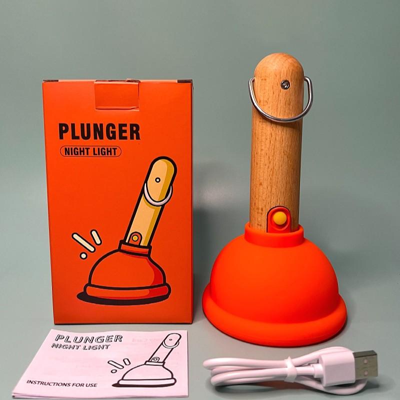 Wooden Handle Toilet Suction Night Light In The Middle Of The Night To Get Up Afraid Of The Dark Warm Light Creative Funny Silicone Pat Lamp