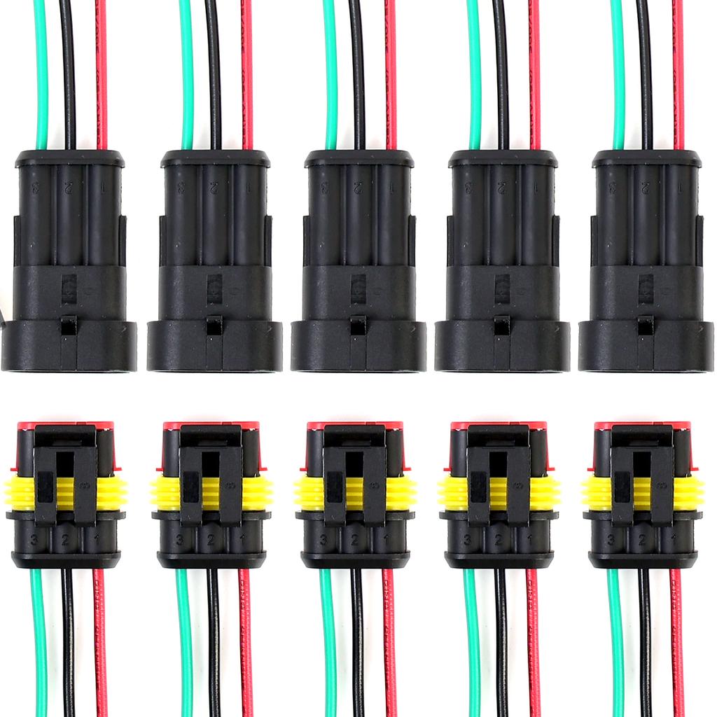 3P Way Waterproof Electrical Auto Connector Male Female Plug with Wire Cable Harness for Car Motorcycle 1.5 Series HID