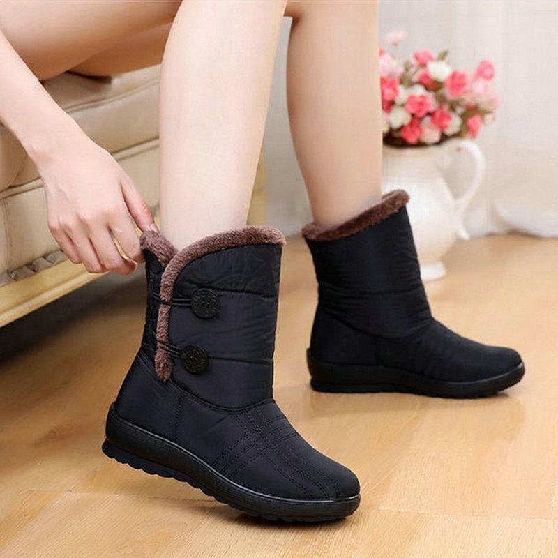Women Snow Boots Winter Waterproof Plus Velvet Warm Ankle Boots Comfortable Non-slip Women Cotton Shoes Outdoor Snow Boots