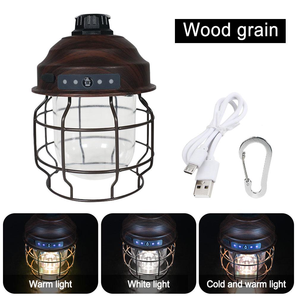 Vintage Metal Hanging Lanterns 3600mAh Battery Dimming Outdoor Retro Led Camp Lantern USB Rechargeable Lightweight Tent Light
