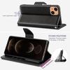 Coque et Verres Trempés - MARQUE - iPhone 13 Pro Max - Cuir Synthétique - Support Réglable - Noir