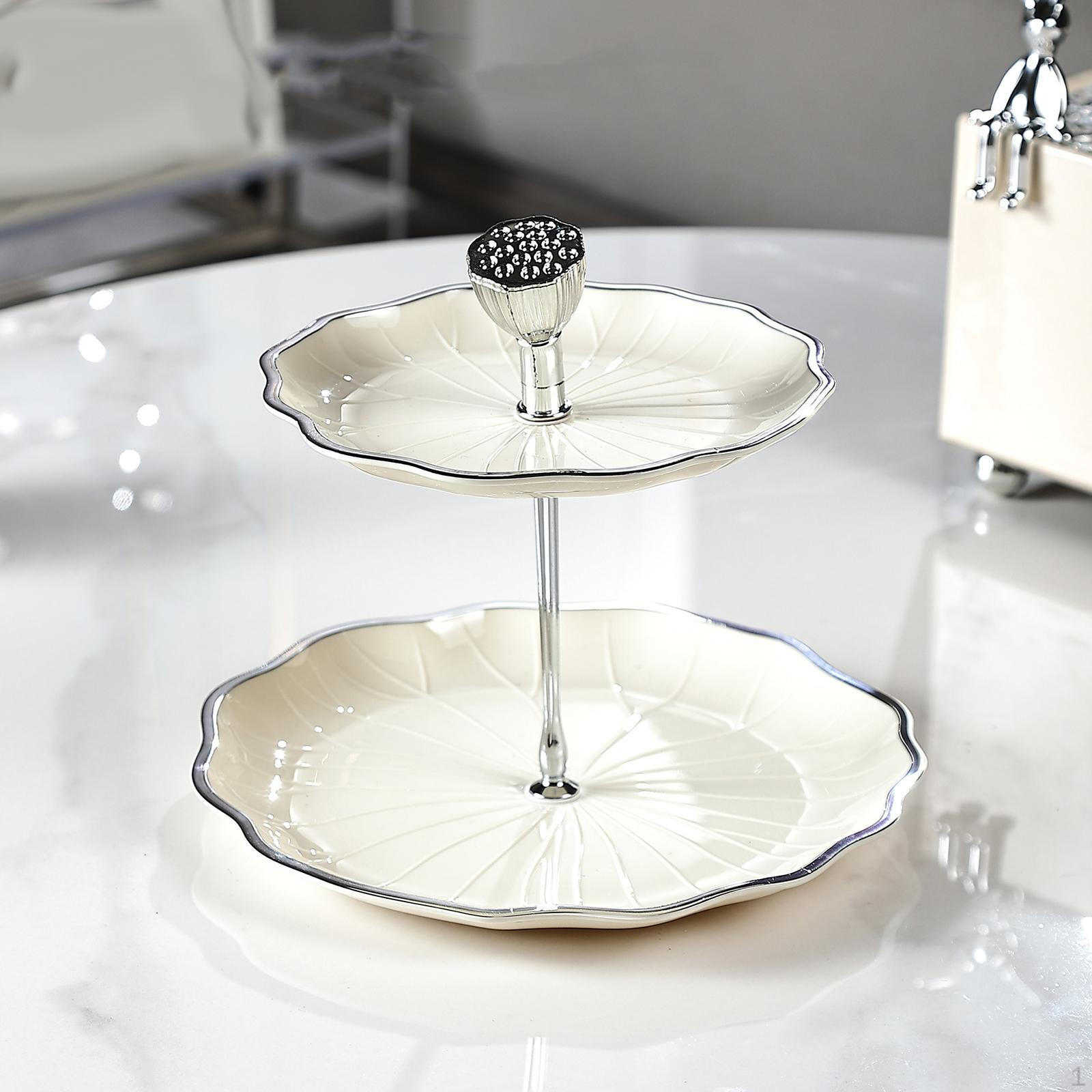 

Candy Display Plate food rack stand Dessert Rack, Cake Luxury Cupcake Stand, Serving S 2 tier white