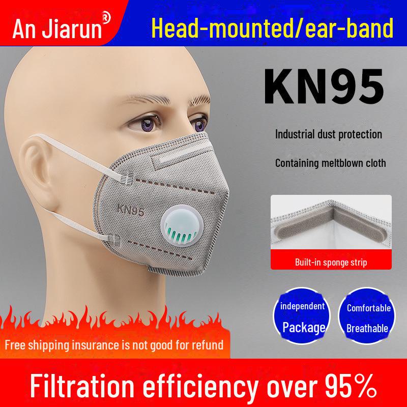 KN95 Activated Carbon Mask with Breathing Valve & 7-Layer Protection, Thickened with Sponge Strips, Head-Mounted.
