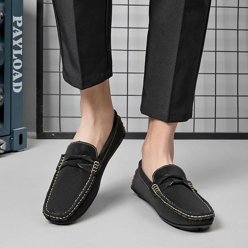 Fashion 2025 Fashionable Spring Suede Men's Comfortable Bean Shoes Korean Version Trendy Versatile One Foot Soft Sole Anti Slip Loafers