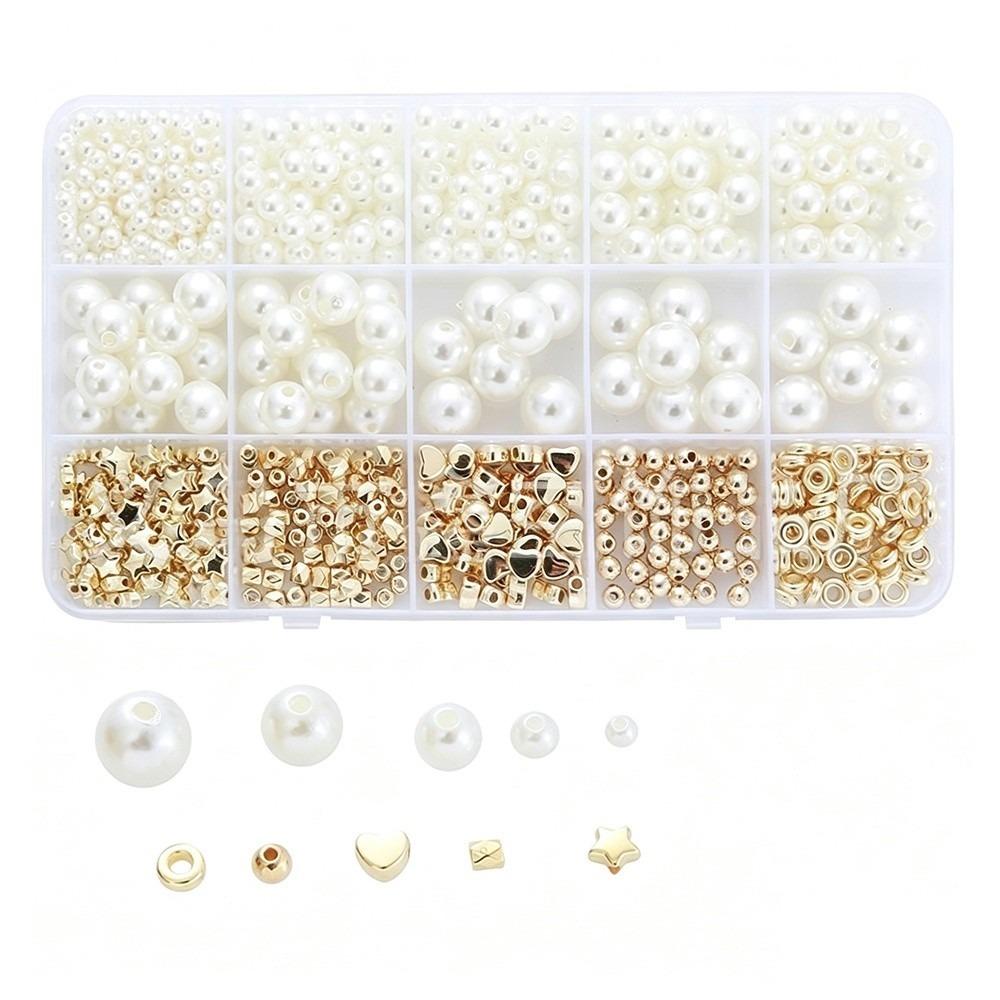 1890pcs 4/6/8/10/12mm Size DIY Bracelet Beads with Gold Beads Crafting Beads  for Necklaces
