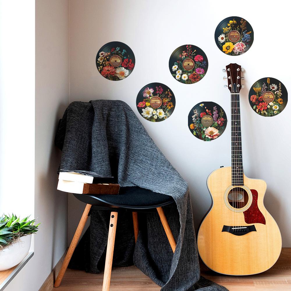 Creative Simulation Floral Art Records, Living Room, Study, Home Decoration, Wall Stickers