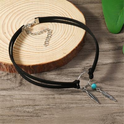 Elegant Modifiable Marine Sphere Necklace With Thin Faux Leather Cord For Stratified Jewelry Appearance