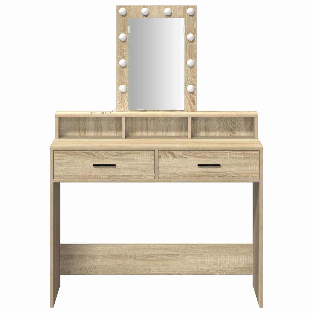 Makeup Table with Storage Brown 100 x 41 x 140 cm Engineered Wood