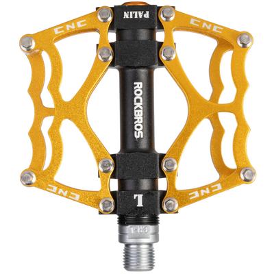 ROCKBROS Bicycle Pedals Cross Bike Pedals MTB Aluminum Alloy Lightweight Bearing Anti-Slip 9/16" (Golden) [Used]
