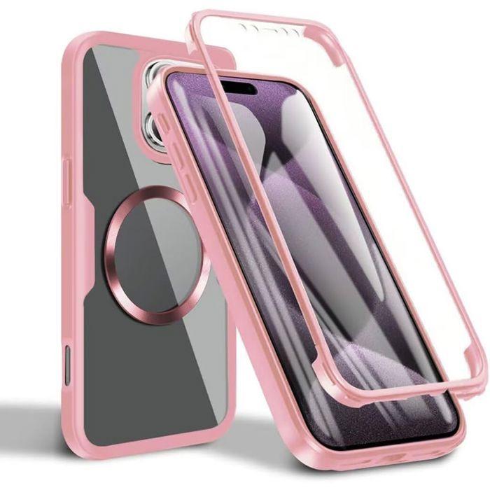 Coque Intégrale - BOOLING - pour iPhone 17e - Protection Hybride avec Cercle Magnétique - Rose