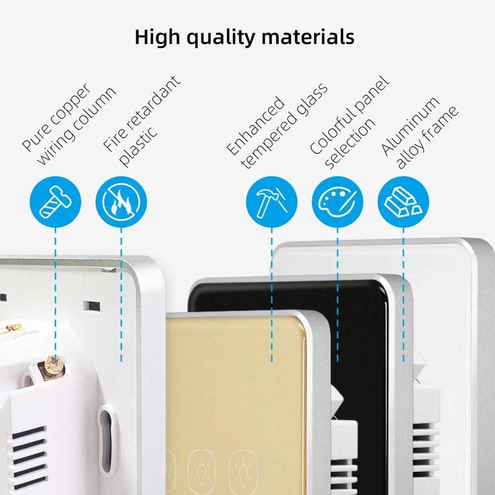 Tuya Smart Switch  250V Neutral Aluminum Frame Glass Smart  Zigbee Wall Light Switch