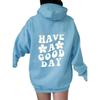 Autumn Women's Fashion: Rose Red 'GOOD DAY' Print Hooded Sweatshirt