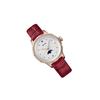 Mido Flower Series Moon Phase Watch Retro Red Quartz Movement Red Watch 31mm White Dial Leather Strap Women watches M043.023.36.031.00