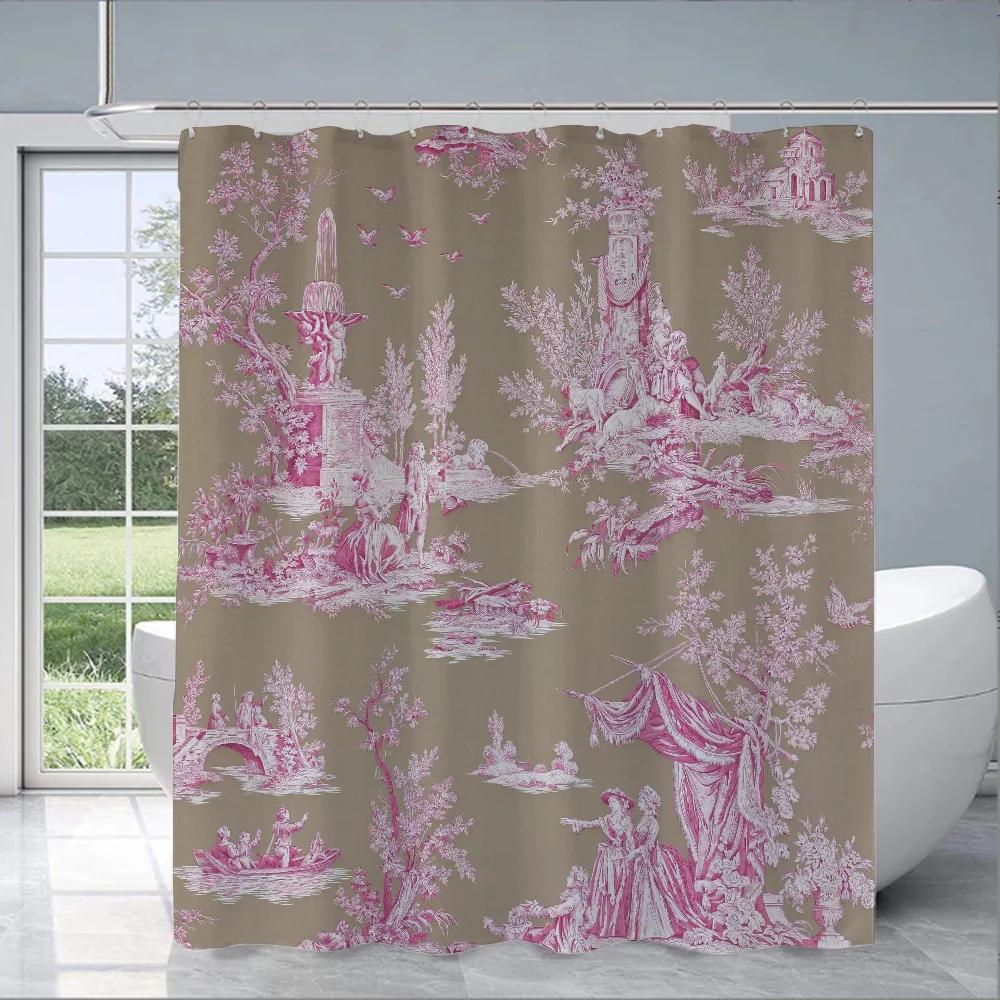 Toile De Jouy Folding Partition Bathroom Curtain for Quarto Things for the Bathroom Sets Full Set Shower Shower Curtain Curtains