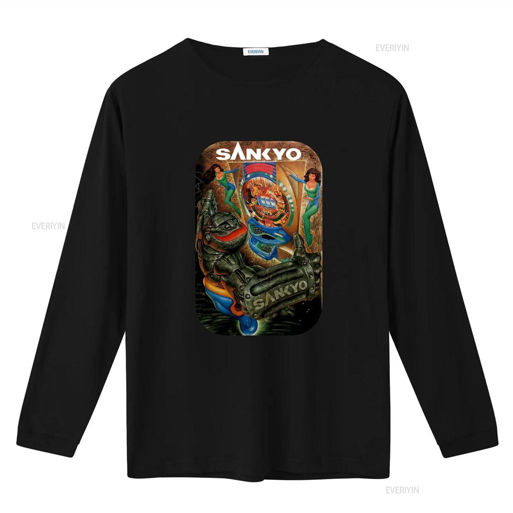 Retro Sankyo Pachinko Arcade T Shirt Vintage Style Large Size Unique Gaming Design Vintage Washed Streetwear Versatile Soft