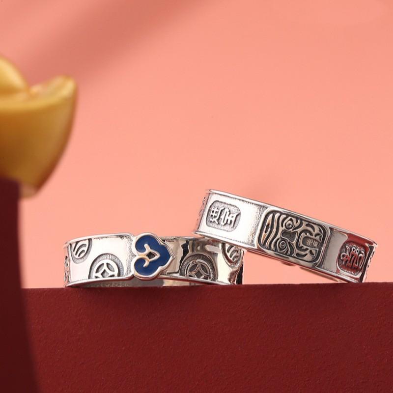Adjustable Vintage Tibetan Palace Inspired Enamel Ring Men Women Boho Retro Statement Jewelry