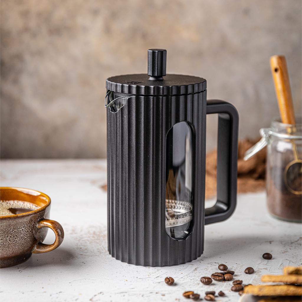 Zaparzacz do herbaty kawy szklany French Press 600 ml czarny KLAUSBERG KB-7746