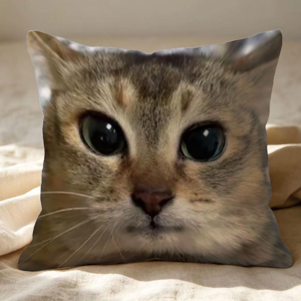 Soft Plush Cute Cat Throw Pillow Comical Cat Face Decor Pillow Funny Sofa Cushion Bedroom