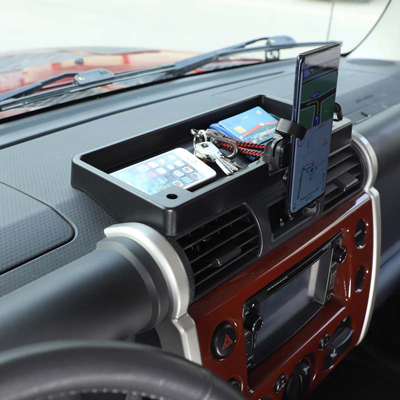 For Toyota FJ Cruiser 2007-2026 ABS Black Car Dashboard Mobile Phone Holder Storage Box Container Holder Tray Car Accessories