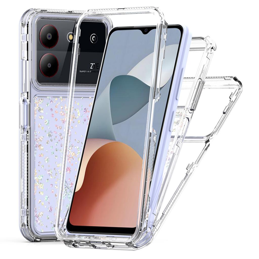 Pro ZTE Blade A34/A54 Pouzdro Průhledný Akrylový TPU Hybridní Kryt na Telefon s Laserově potištěnou Fólií