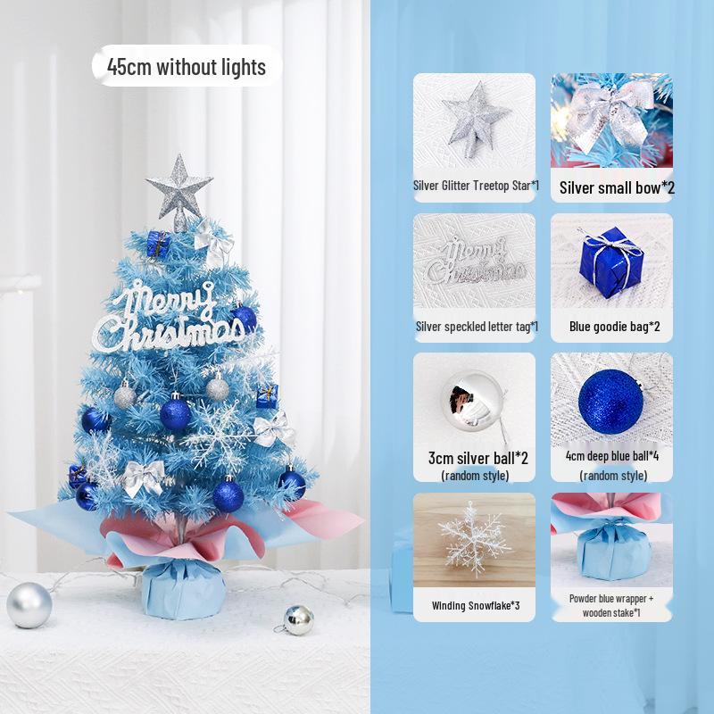 Синий мини-рождественский елочный настольный набор - 45/60 см Праздничные украшения