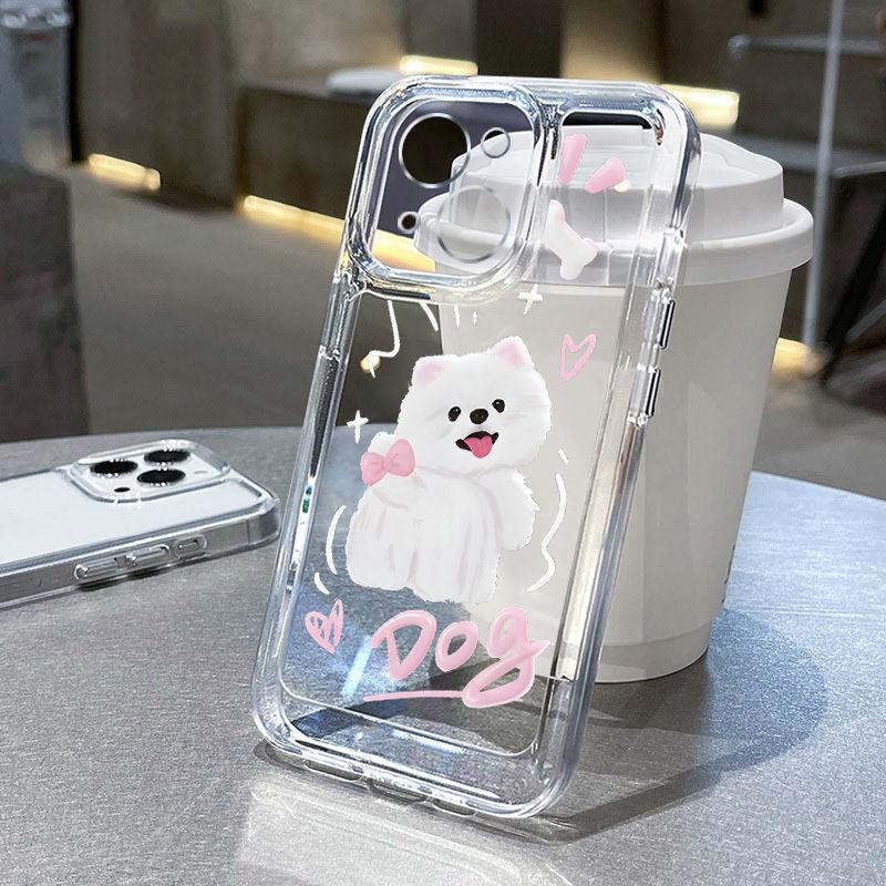 Bow Dog Compatible iPhone 14 Pro Case iPhone 15 Shockproof XS Max Soft 11/12/13 Trendy 17