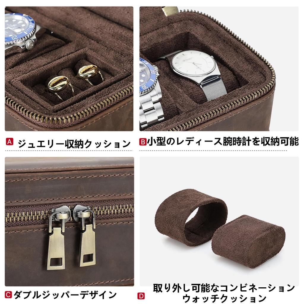 Multifunktionale Vintage-Echtleder-Familien-Tragetasche mit austauschbaren Kissen für und Uhren Kontakt für 3 Uhren Herren Damen