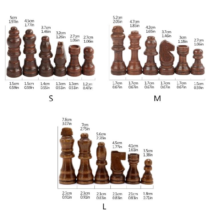 32 Pcs Wooden Chess Pieces Tournament Wood Chessmen International Chess Figures