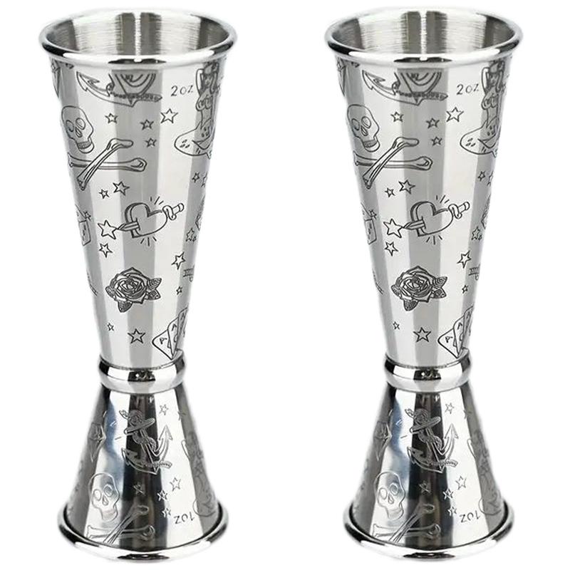 2Oz/1Ozjigger For Bartender Stainless Steel Cocktail Jigger With Measurements Double-Headed 1/2Oz For Home Bar Party Club Tool