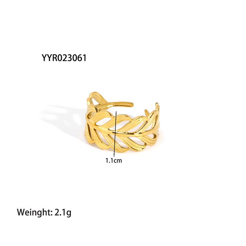 18K Gold-Plated Adjustable Stainless Steel Ring for Women - Simple, Trendy Jewelry Design