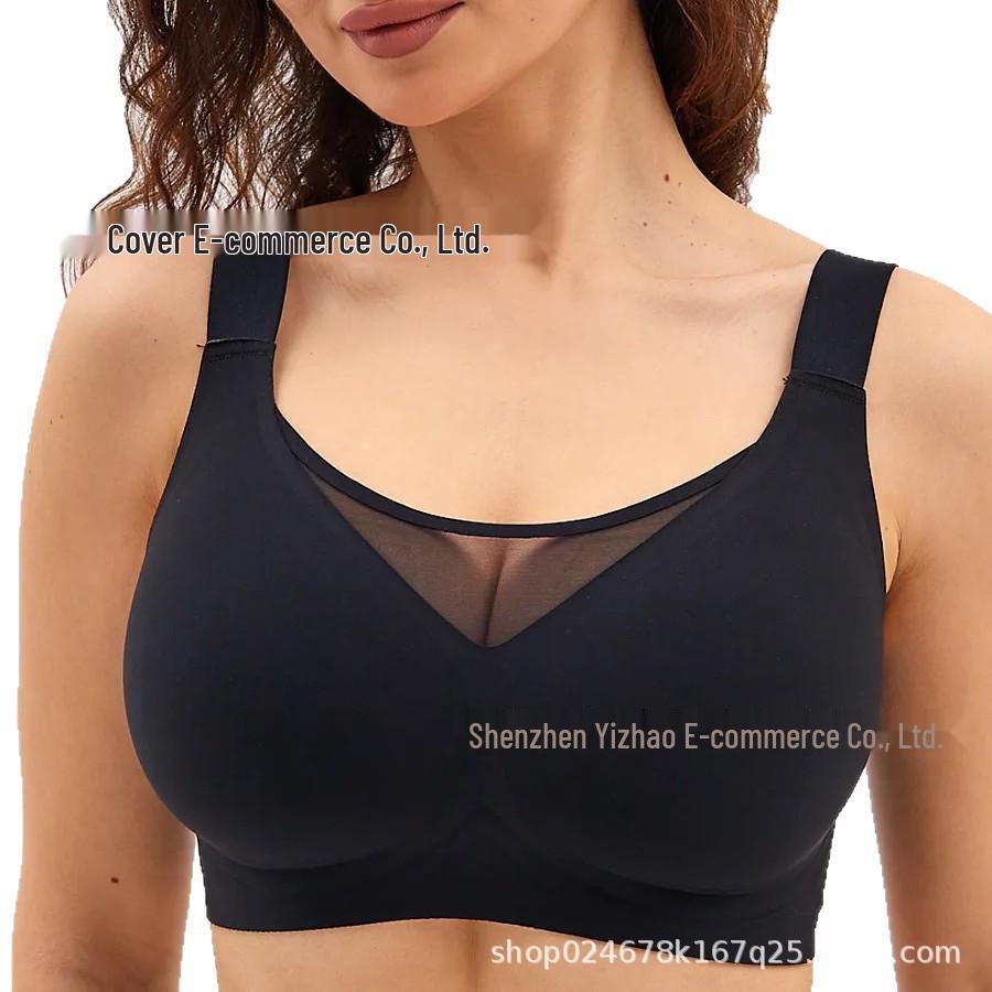Plus Size Women's Wire-Free Bra with Side Support and Anti-Sagging Features