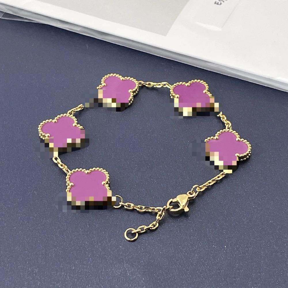 15mm Lucky Four-Leaf Clover Bracelet for Women New Side Grooved Fashion 18K Non-Fading Women's Bracelet