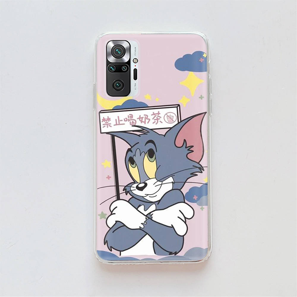 Transparente Hülle für Samsung A04 A14 A23 A34 A54 M23 M33 M52 M53 Realme Narzo 50 50I 50a Prime C35 C55 C30S 10 9 Pro T-95 Niedliche Tom Jerry Katze