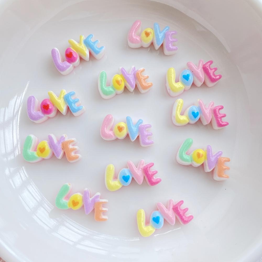 30Pcs New Cute Resin Small Letter Love Flat Back Ornament Jewelry Making Manicure Hairwear Accessories
