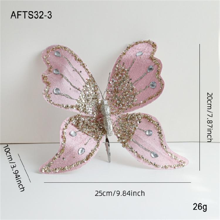 Shatter Resistant Glittering Butterfly Christmas Tree Ornament 25Cm Velvets Design Indoor Outdoor Holiday Party Decoration