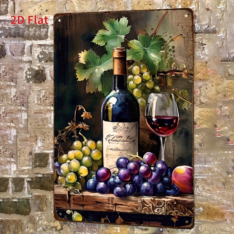 Wine themed wall decoration - suitable for home, office, restaurant, kitchen, garden decoration | Grape wine bottle artwork