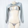 Anime Backless Hooded Long Sleeve Bikini Set Sexy Japanese Bodysuit Women Sexy Lingerie Cosplay Erotic Lingerie Sexy Bra Set